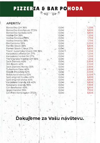 Opinii despre Pizzeria & bar Pohoda în Horňany - Gastronómia a pohostinstvo