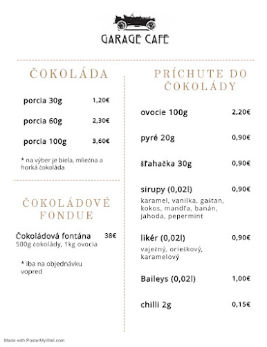 Garage Cafe - Gastronómia a pohostinstvo