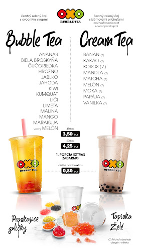 BubbleTea, OXO TEA - guličky, tapioka, čajové kokteily
