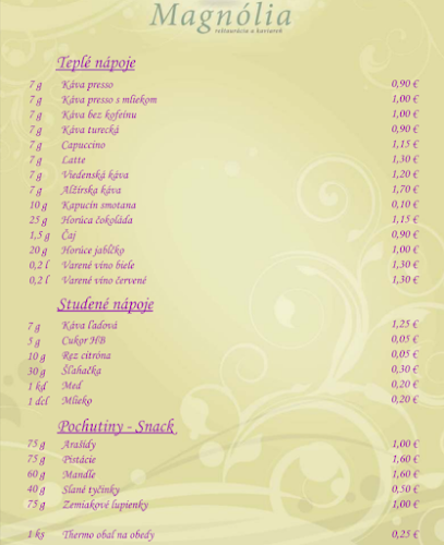 Magnólia - Gastronómia a pohostinstvo