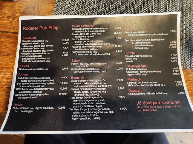 Opinii despre Rooster Pub în Štúrovo - Gastronómia a pohostinstvo