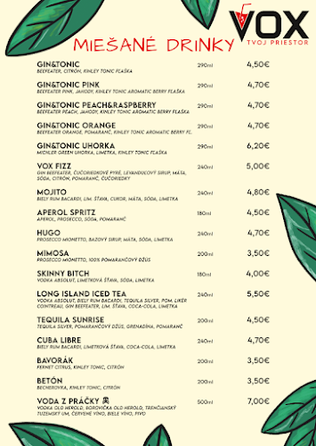 VOX bar - Gastronómia a pohostinstvo