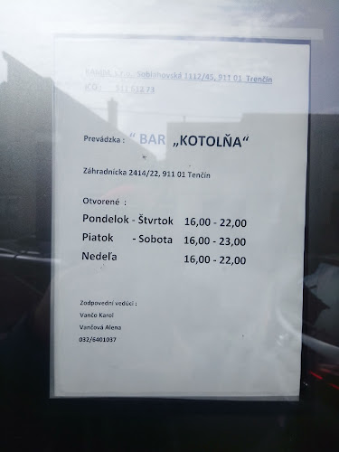 Bar KOTOLŇA - Gastronómia a pohostinstvo