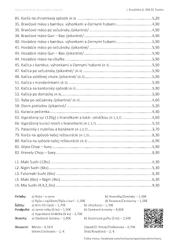 Opinii despre Reštaurácia Panda în Zvolen - Gastronómia a pohostinstvo