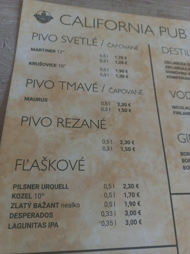 Opinii despre California pub în Ružomberok - Gastronómia a pohostinstvo
