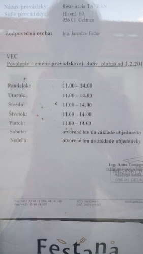 Opinii despre Reštaurácia Tatran în Gelnica - Gastronómia a pohostinstvo