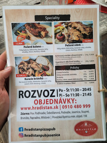 Opinii despre HRADIŠŤAN PIZZA & PUB în Jasenica - Gastronómia a pohostinstvo
