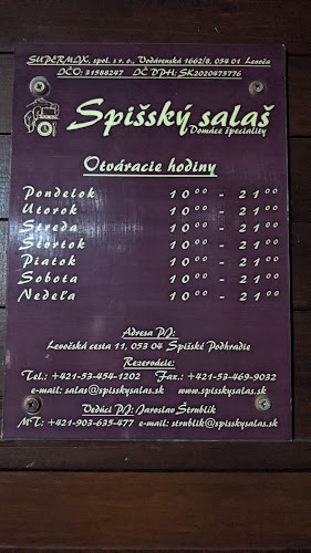 Opinii despre Spišský salaš în Spišské Podhradie - Gastronómia a pohostinstvo