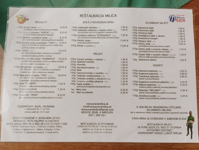 Opinii despre Reštaurácia Milica în Stupava - Gastronómia a pohostinstvo