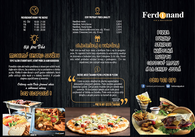 Opinii despre Ferdinand Pub & Restaurant în Handlová - Gastronómia a pohostinstvo