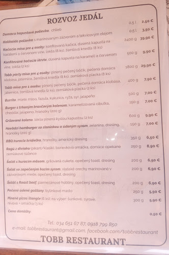 Opinii despre Tobb restaurant în Stará Myjava - Gastronómia a pohostinstvo