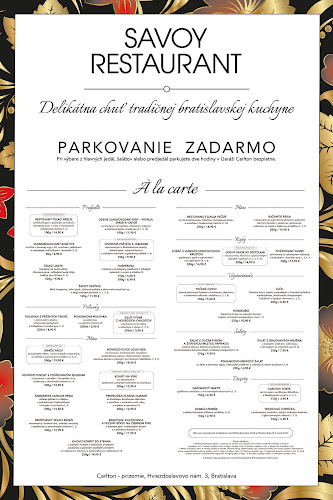 Opinii despre Savoy Restaurant în Staré Mesto - Gastronómia a pohostinstvo