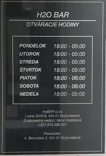 H2O_bar - Gastronómia a pohostinstvo