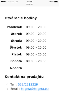 Pekáreň BAGETA - Gastronómia a pohostinstvo