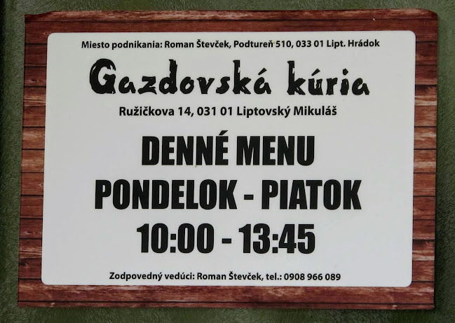 Comentarii opinii despre Gazdovská kúria reštaurácia, pohostinstvo