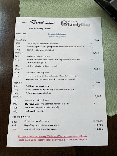 Opinii despre Lindy Hop - Club Restaurant în Košice - Gastronómia a pohostinstvo