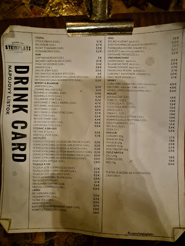 Opinii despre Steinplatz Bar în Staré Mesto - Gastronómia a pohostinstvo