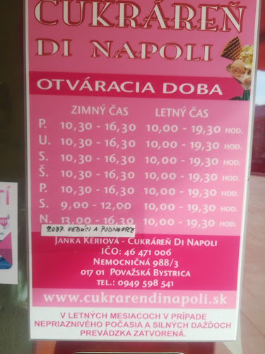 Opinii despre Cukráreň Di Napoli în Považská Bystrica - Gastronómia a pohostinstvo