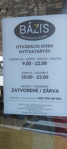 Opinii despre BÁZIS Restaurant & Pizzeria în Gabčíkovo - Gastronómia a pohostinstvo