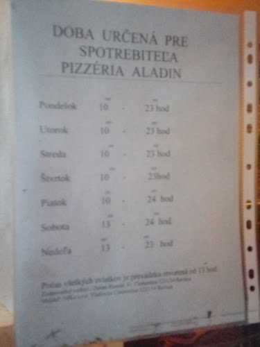 Opinii despre Pizza Aladin în Revúca - Gastronómia a pohostinstvo